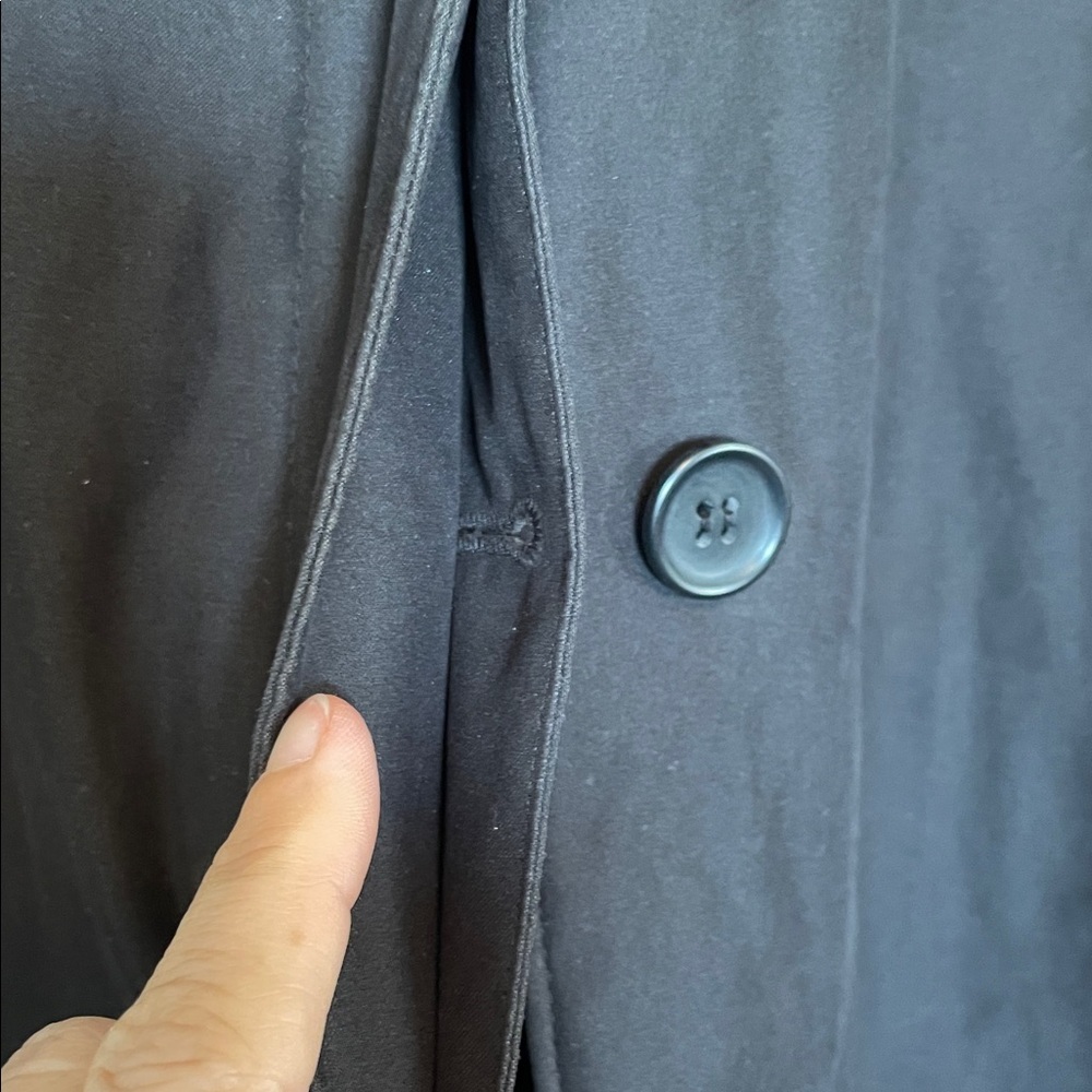 Women’s 16 London Fog Full LengthTrench Coat Black Hooded Lined hidden buttons - Picture 8 of 17